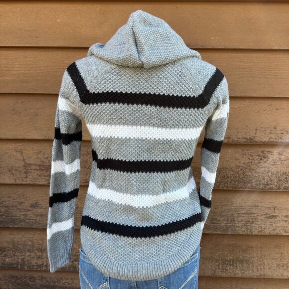 Cloud Chaser Striped Hooded Knit Sweater Womens S Acrylic/Polyester Blend - Picture 3 of 7